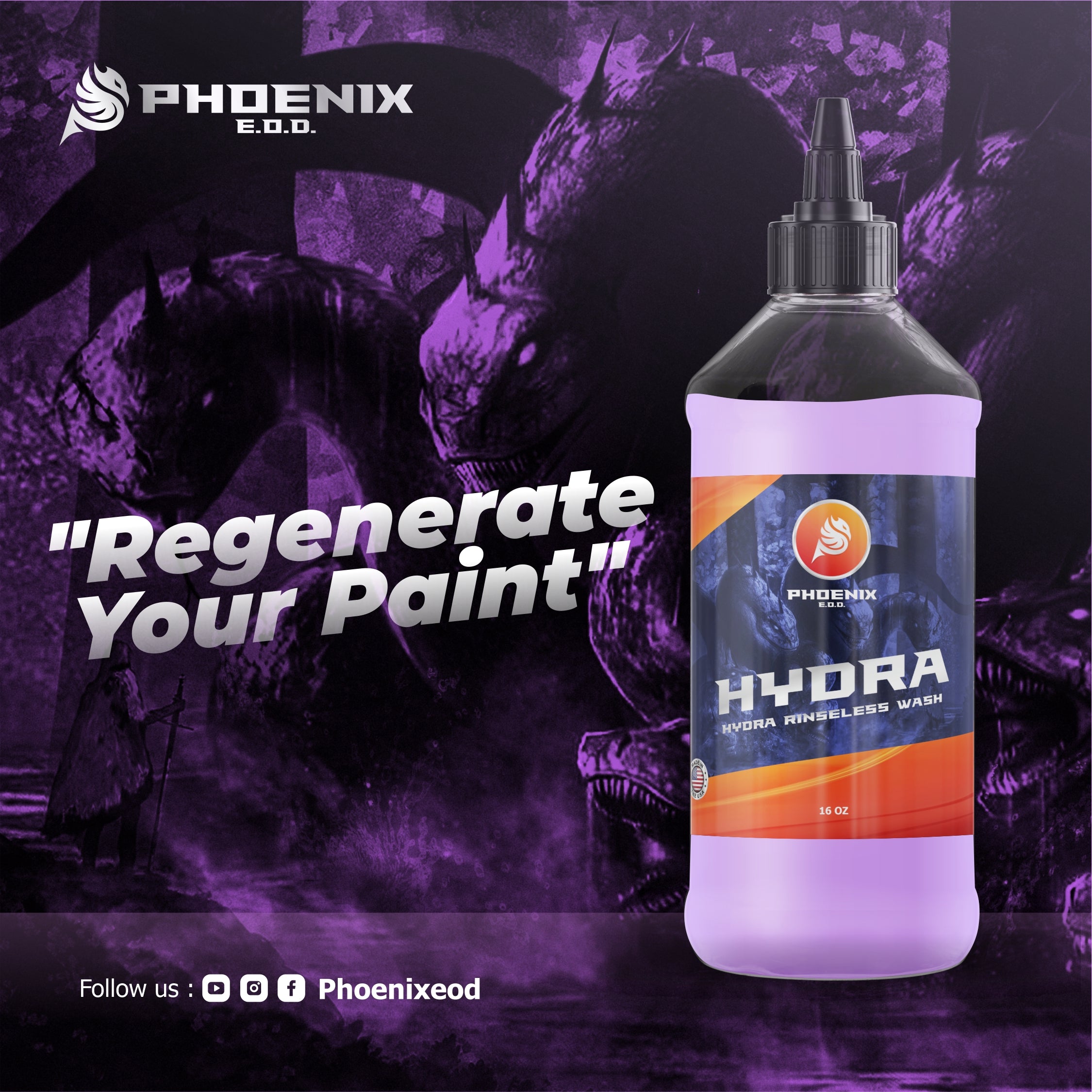 Phoenix EOD Hydra Rinseless Wash 473ML Dilutable